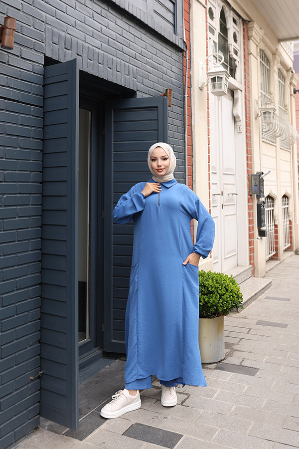 Fermuarlı Takım - İndigo