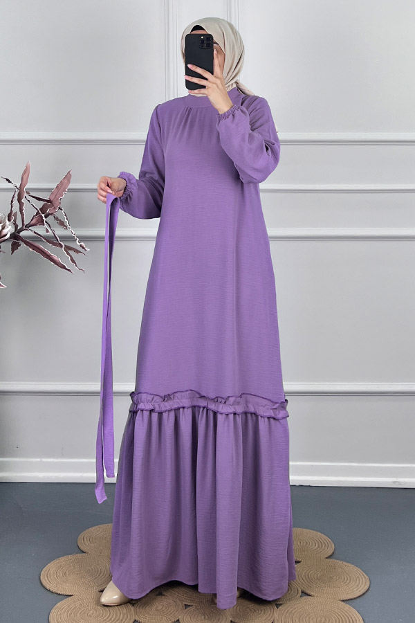 Fırfır Detaylı Elbise - Lila