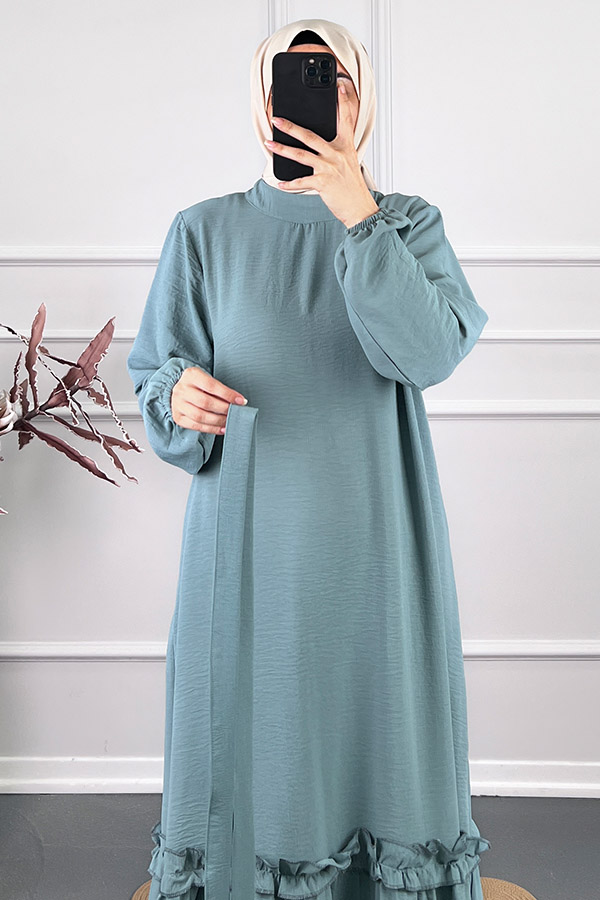 Fırfır Detaylı Elbise - Mint