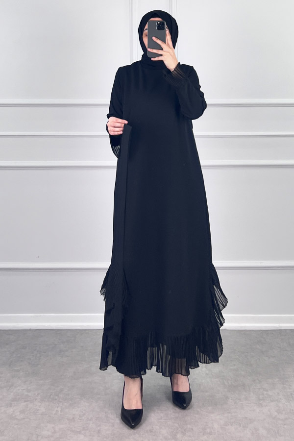 Fırfır Detaylı Scuba Elbise - Siyah Fırfır Detaylı Scuba Elbise - Siyah