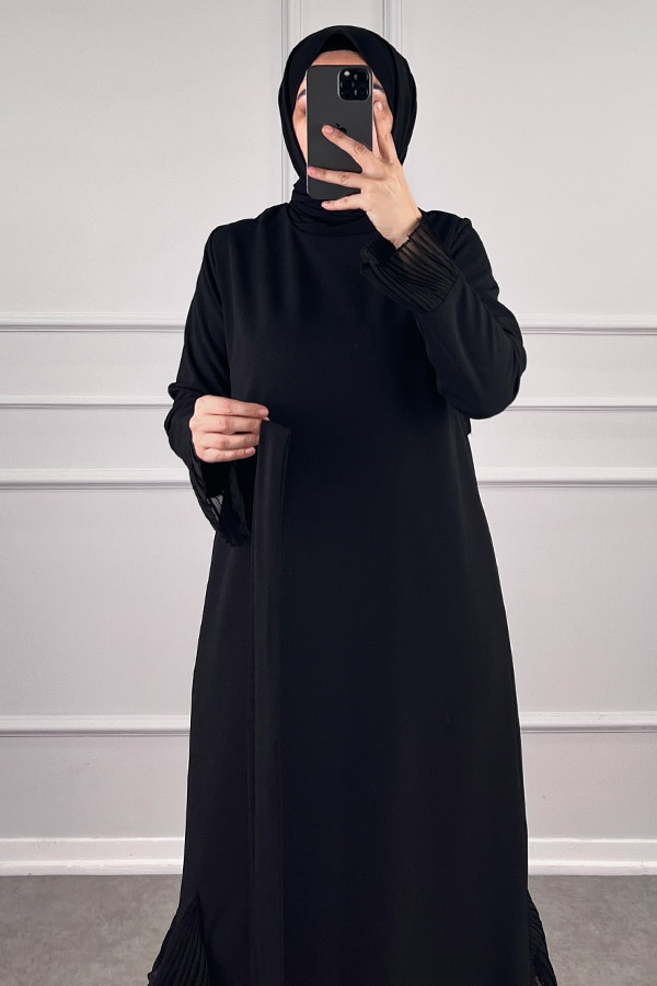 Fırfır Detaylı Scuba Elbise - Siyah Fırfır Detaylı Scuba Elbise - Siyah