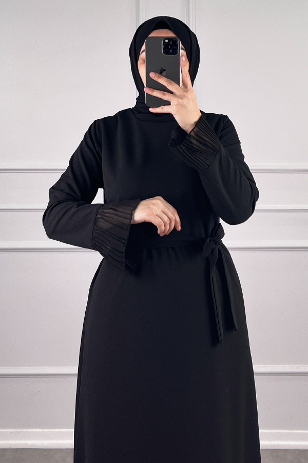 Fırfır Detaylı Scuba Elbise - Siyah Fırfır Detaylı Scuba Elbise - Siyah