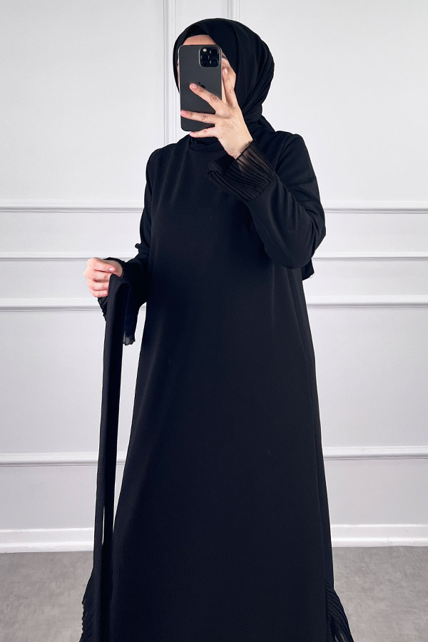 Fırfır Detaylı Scuba Elbise - Siyah Fırfır Detaylı Scuba Elbise - Siyah