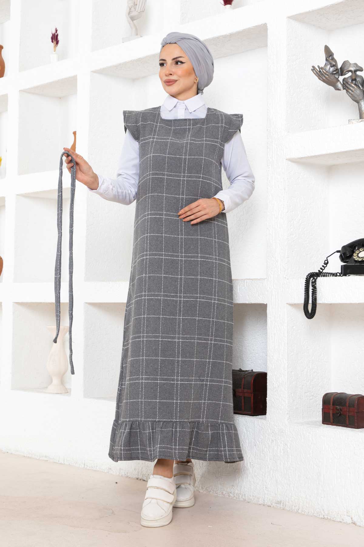 Fırfır Detaylı Tüvit Jile - Gri