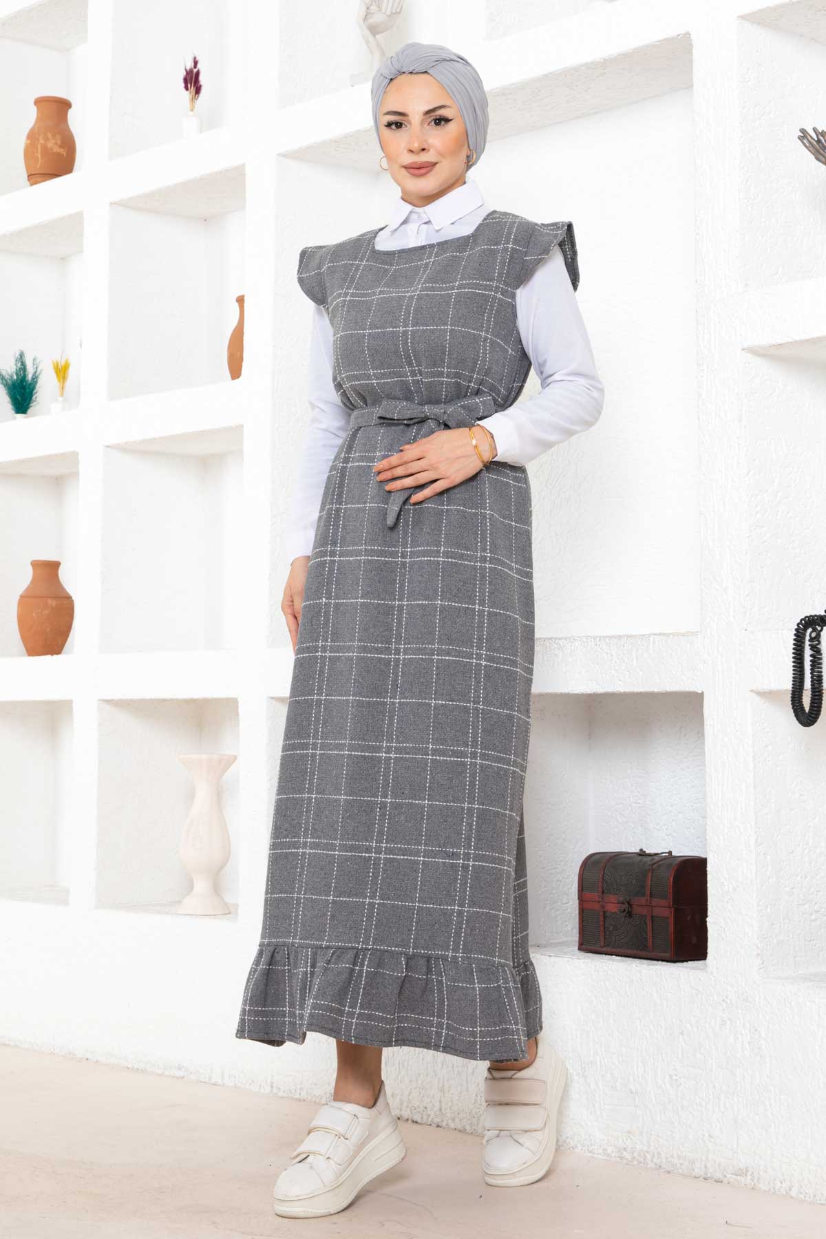 Fırfır Detaylı Tüvit Jile - Gri