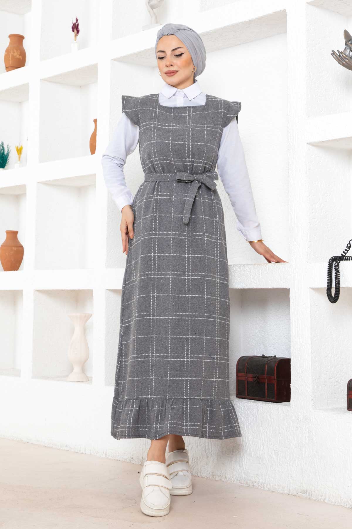 Fırfır Detaylı Tüvit Jile - Gri