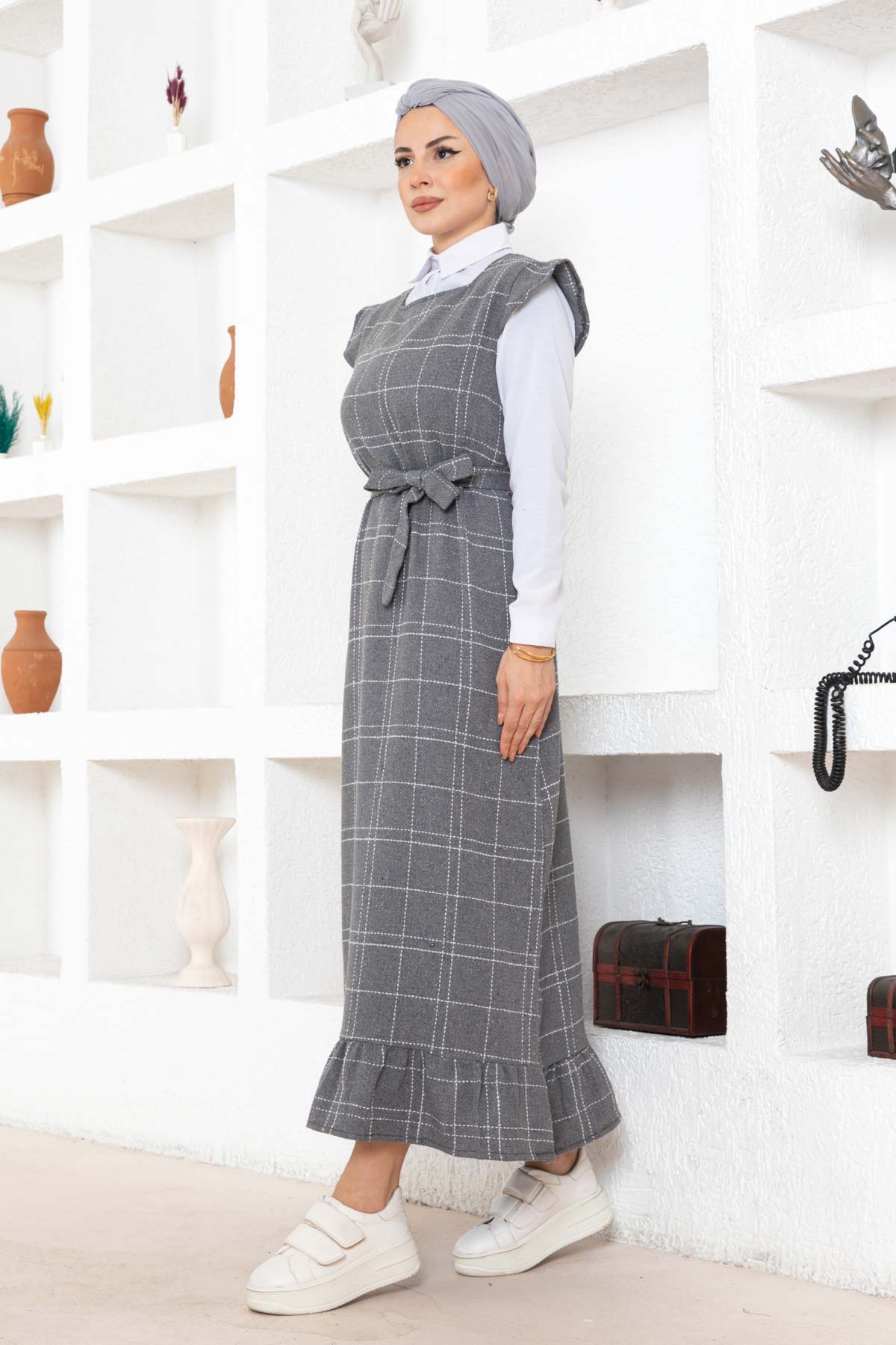 Fırfır Detaylı Tüvit Jile - Gri