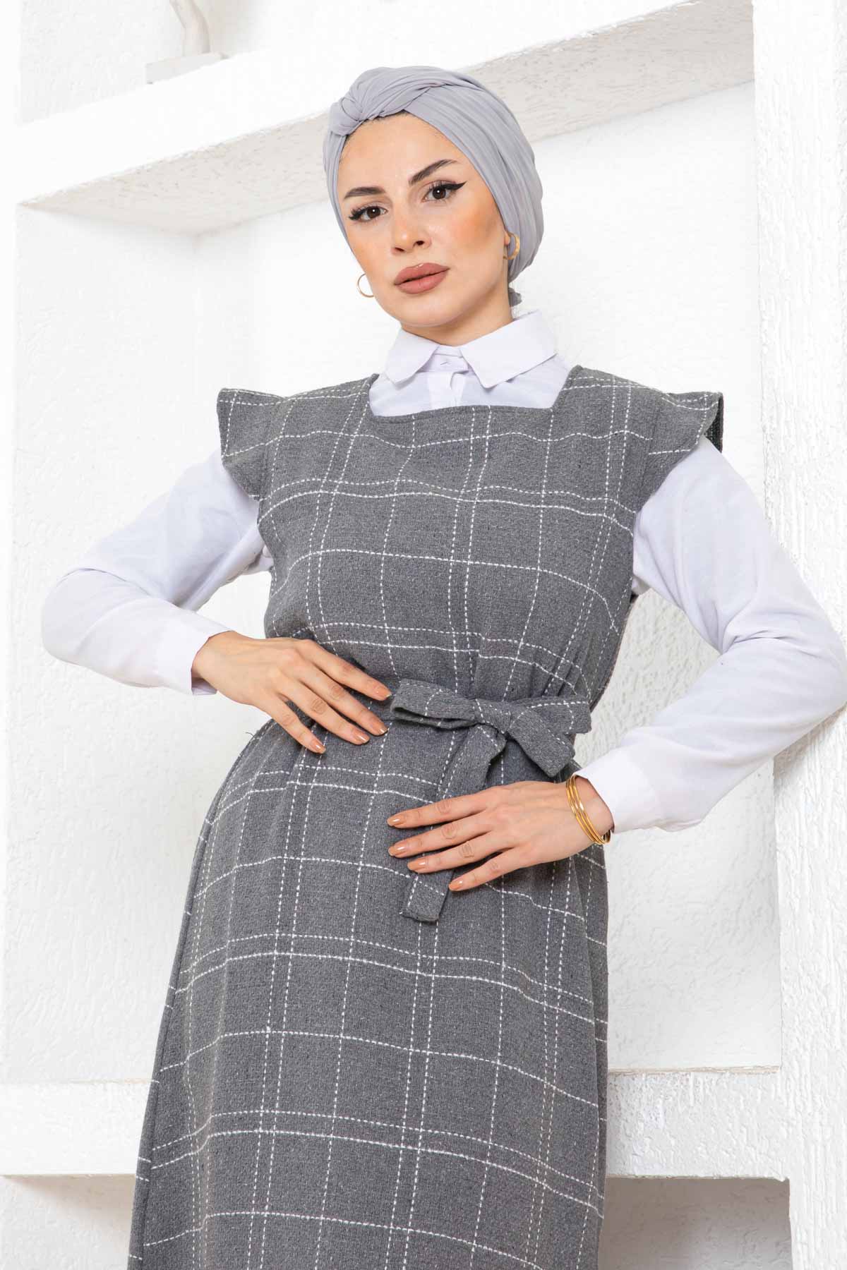 Fırfır Detaylı Tüvit Jile - Gri