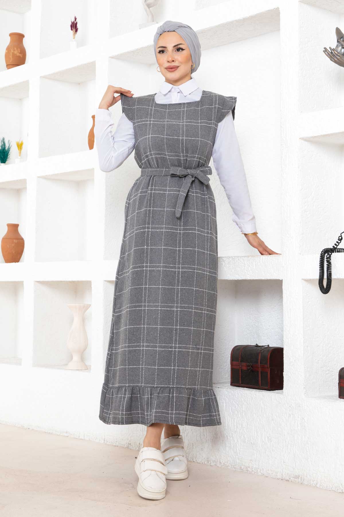 Fırfır Detaylı Tüvit Jile - Gri