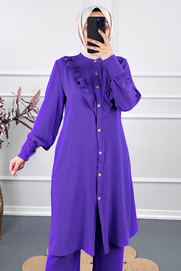 Fırfırlı İkili Takım - Lila