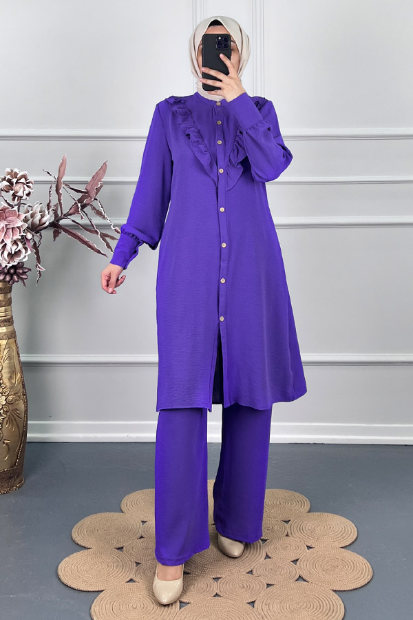 Fırfırlı İkili Takım - Lila