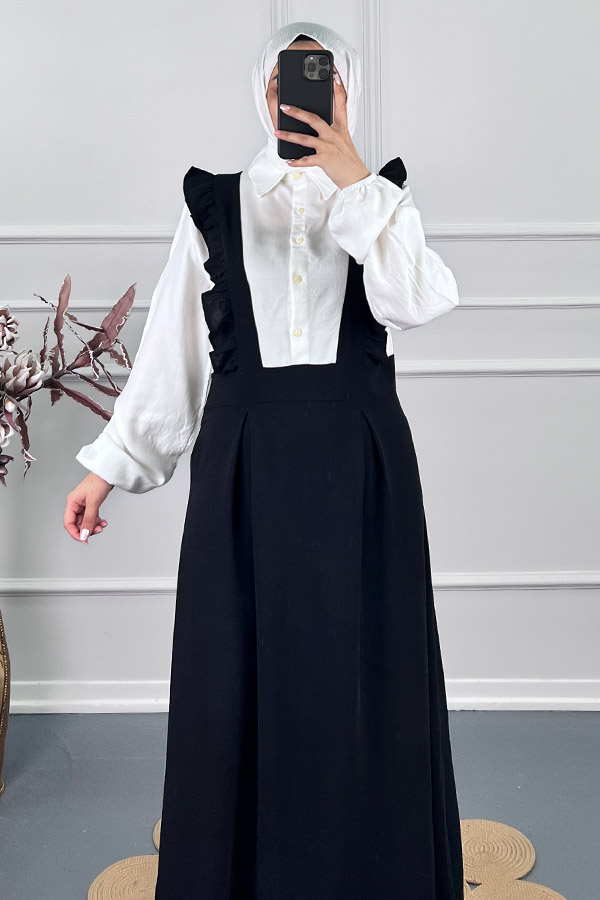 Fırfırlı Jile Elbise - Siyah Fırfırlı Jile Elbise - Siyah