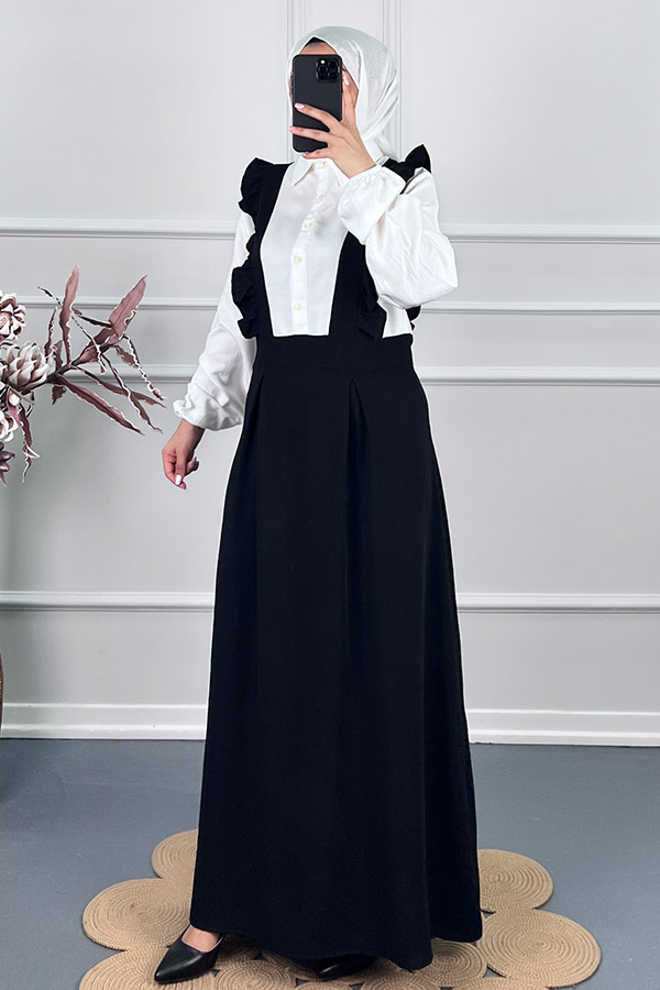 Fırfırlı Jile Elbise - Siyah Fırfırlı Jile Elbise - Siyah