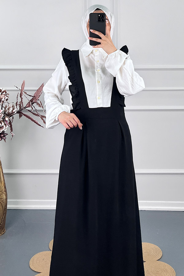 Fırfırlı Jile Elbise - Siyah Fırfırlı Jile Elbise - Siyah