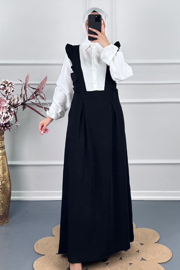 Fırfırlı Jile Elbise - Siyah Fırfırlı Jile Elbise - Siyah