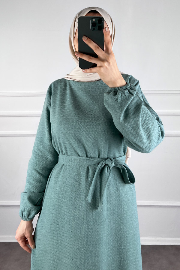 Fırfırlı Tüvit Elbise - Mint