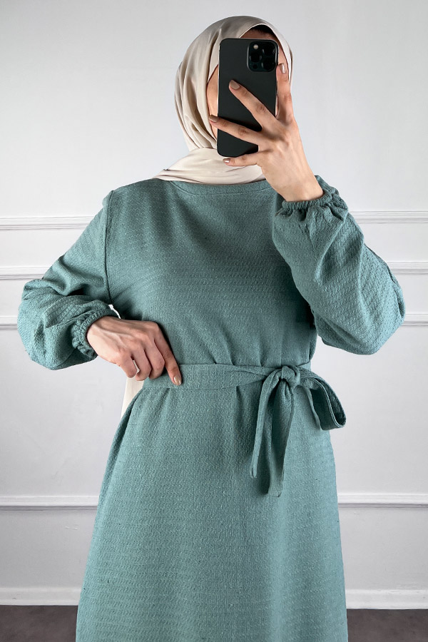 Fırfırlı Tüvit Elbise - Mint
