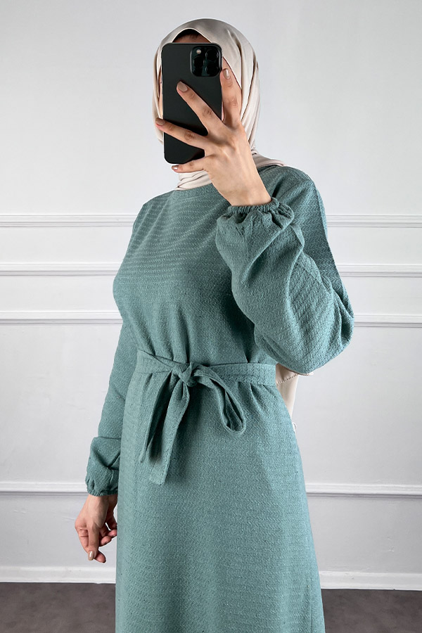 Fırfırlı Tüvit Elbise - Mint