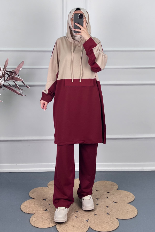 Garnili İkili Takım - Bordo