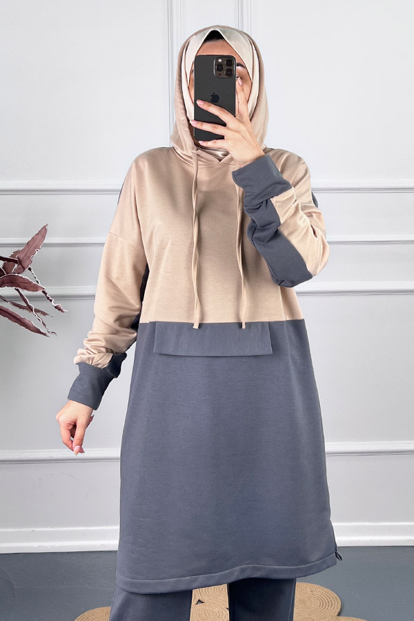 Garnili İkili Takım - Gri