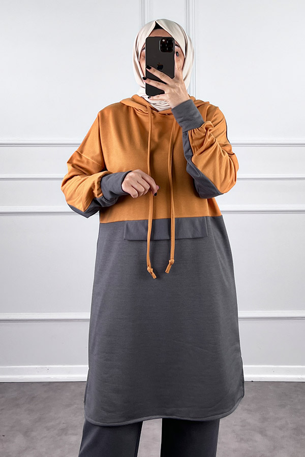 Garnili İkili Takım - Hardal Gri