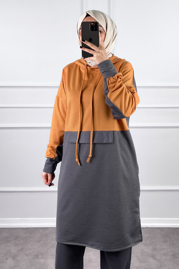 Garnili İkili Takım - Hardal Gri