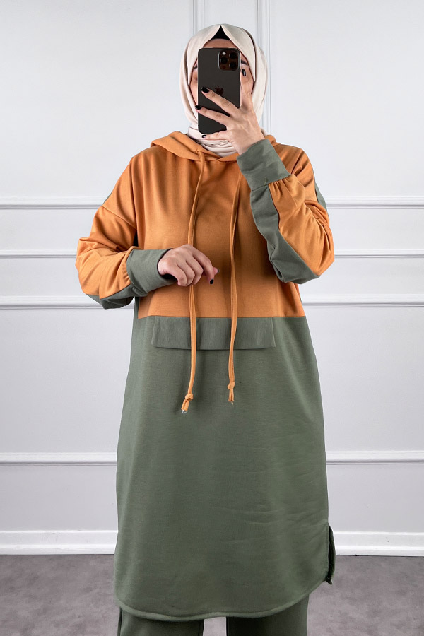 Garnili İkili Takım - Hardal Yeşil