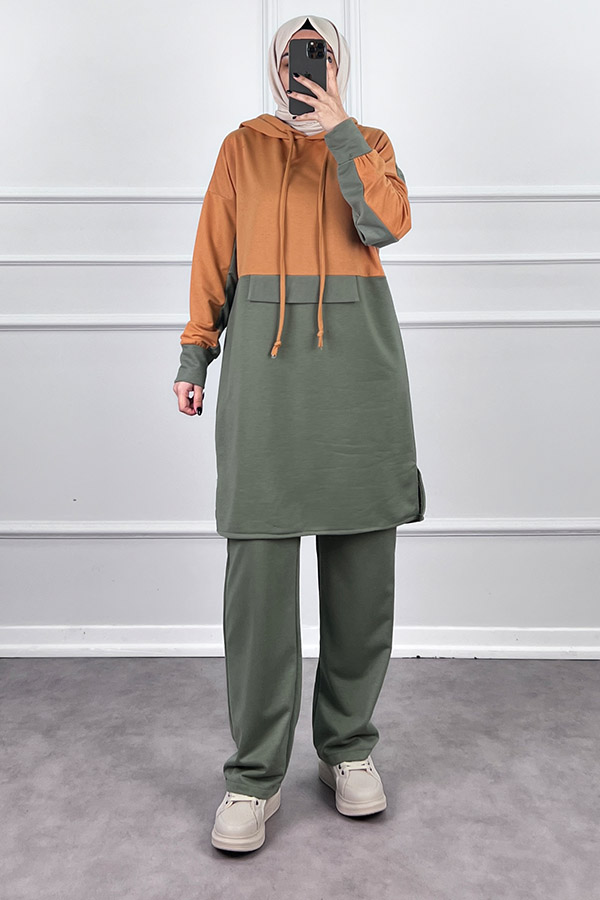 Garnili İkili Takım - Hardal Yeşil