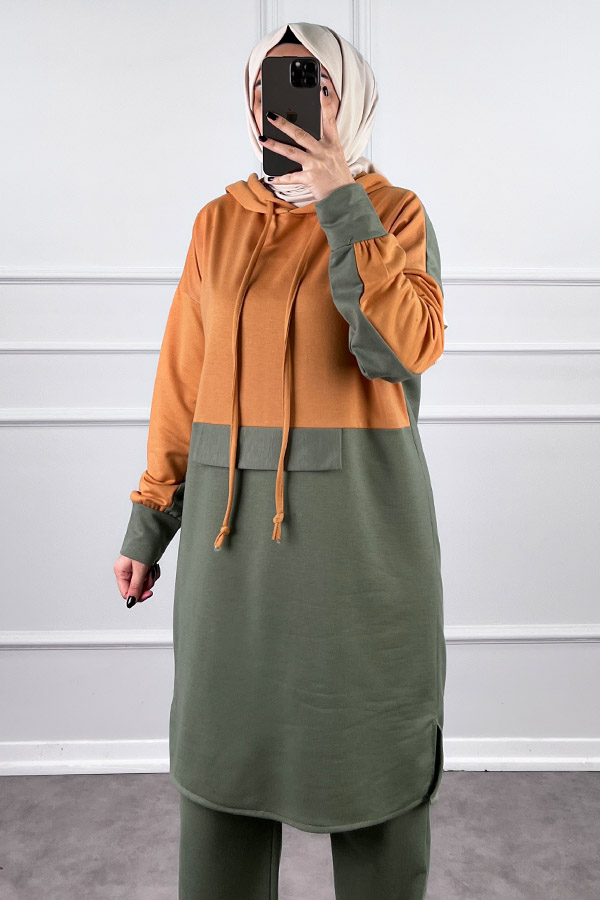 Garnili İkili Takım - Hardal Yeşil