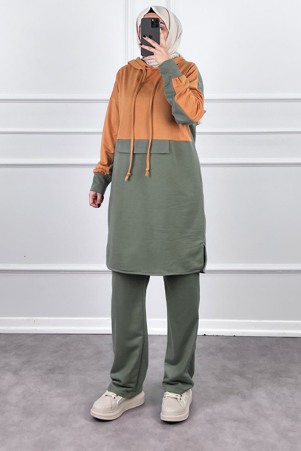 Garnili İkili Takım - Hardal Yeşil