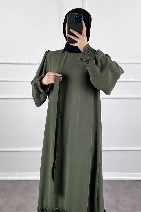 Gipeli Ayrobin Elbise - Haki