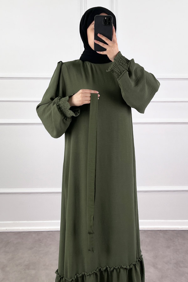 Gipeli Ayrobin Elbise - Haki