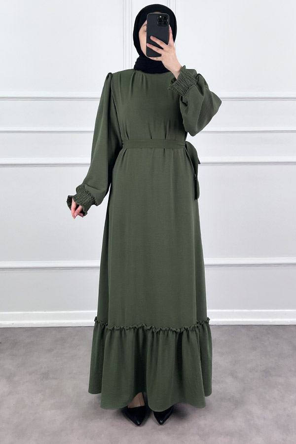 Gipeli Ayrobin Elbise - Haki