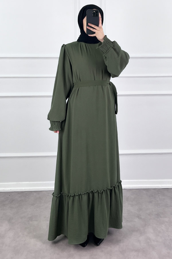 Gipeli Ayrobin Elbise - Haki