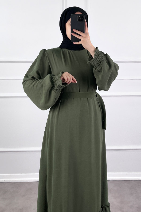 Gipeli Ayrobin Elbise - Haki