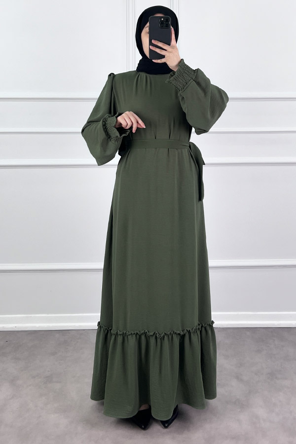 Gipeli Ayrobin Elbise - Haki
