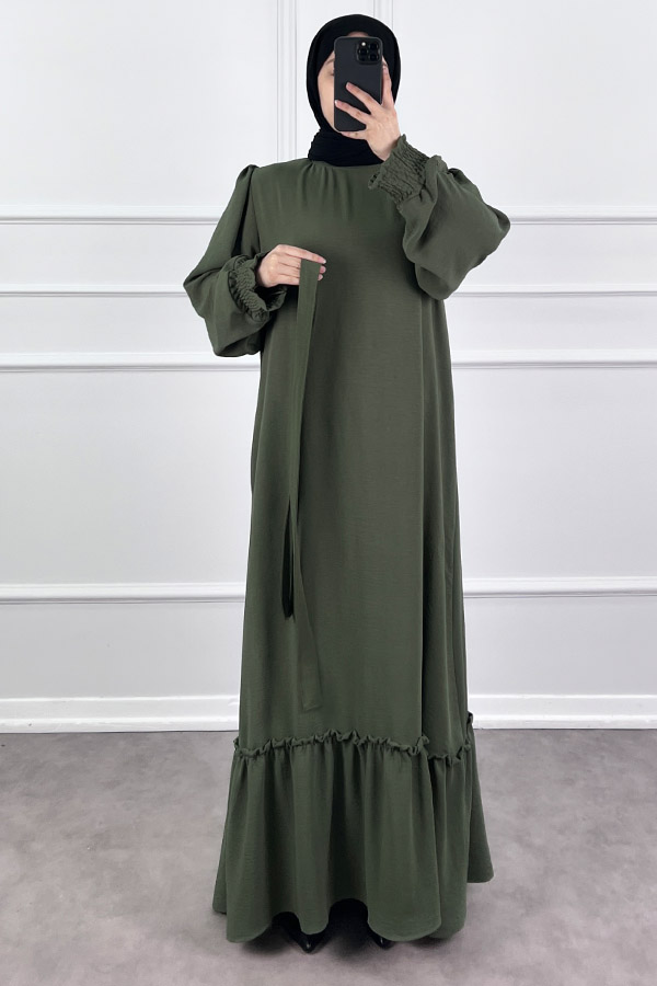 Gipeli Ayrobin Elbise - Haki