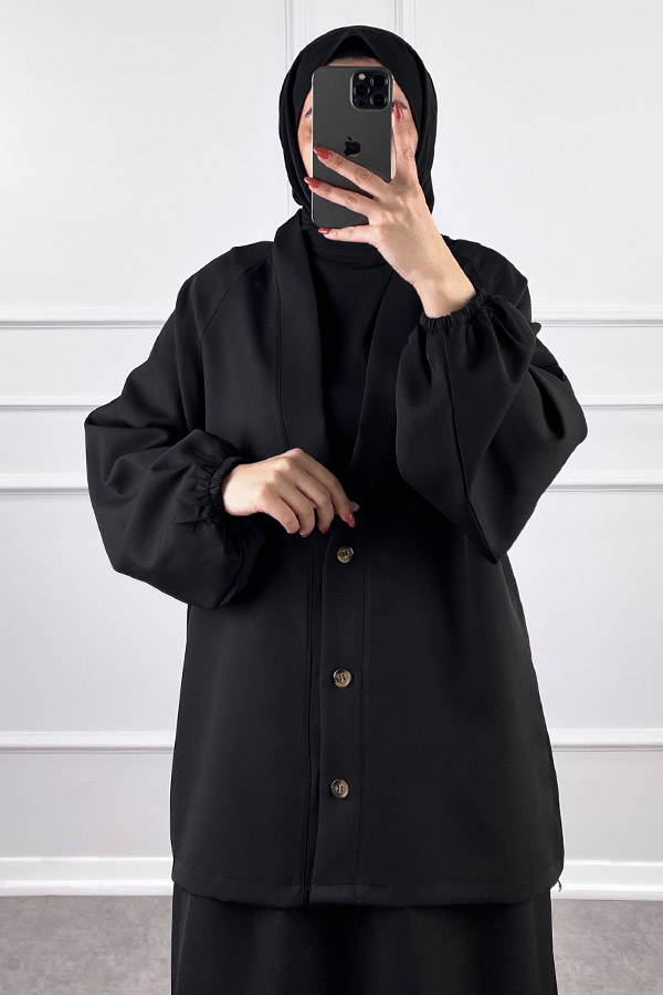 Hırkalı Etekli Takım - Siyah