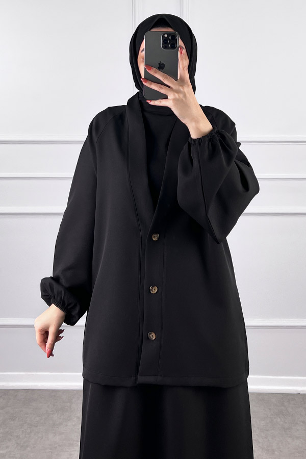 Hırkalı Etekli Takım - Siyah