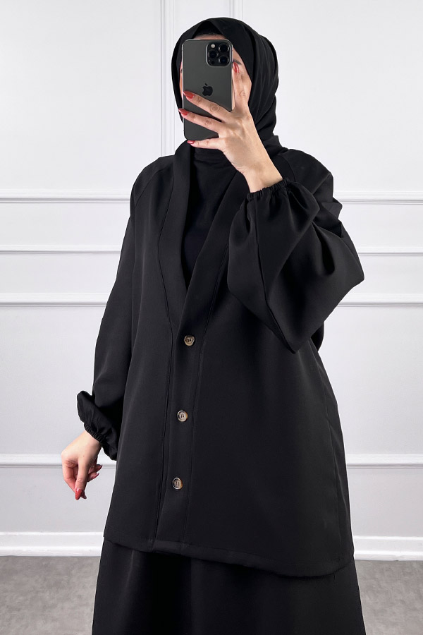 Hırkalı Etekli Takım - Siyah