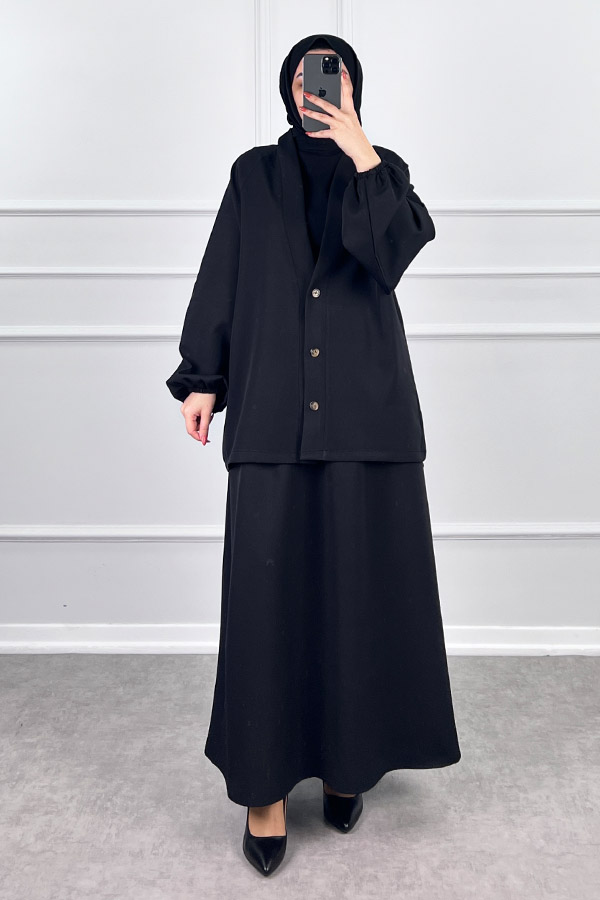 Hırkalı Etekli Takım - Siyah