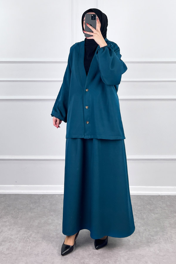 Hırkalı Etekli Takım - Zümrüt Yeşili