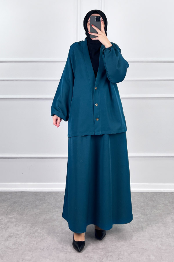 Hırkalı Etekli Takım - Zümrüt Yeşili