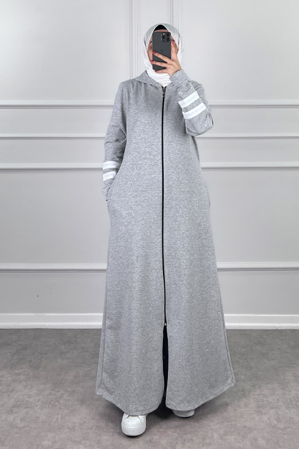 İki İp Kumaş Spor Ferace - Gri