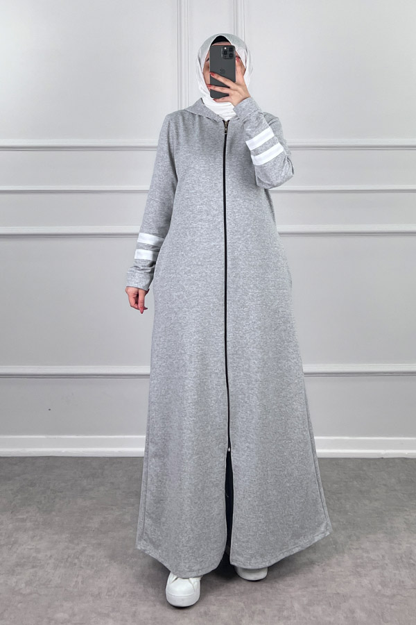 İki İp Kumaş Spor Ferace - Gri