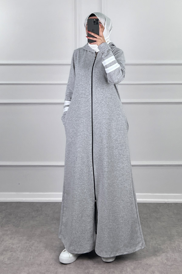 İki İp Kumaş Spor Ferace - Gri