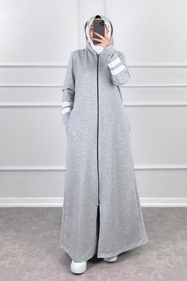 İki İp Kumaş Spor Ferace - Gri