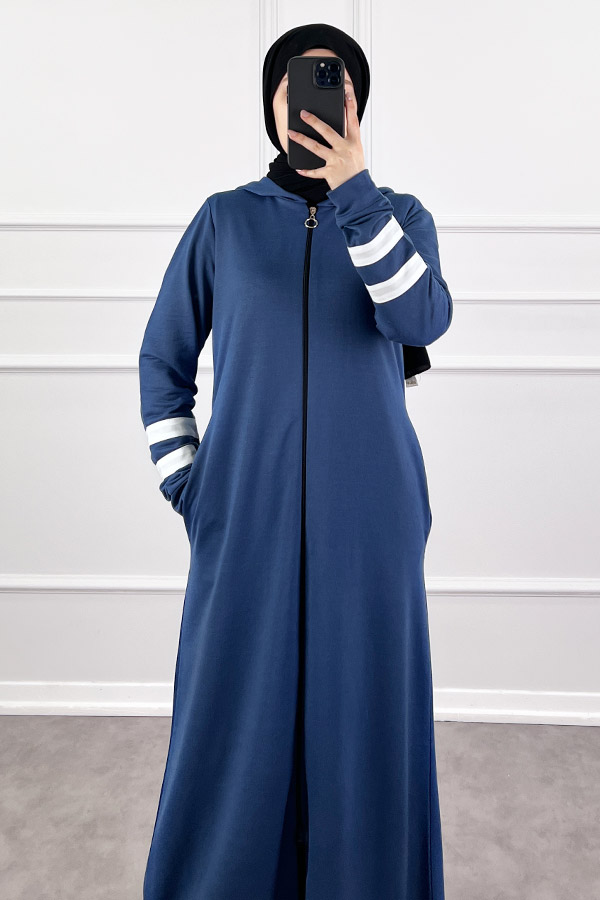 İki İp Kumaş Spor Ferace - İndigo