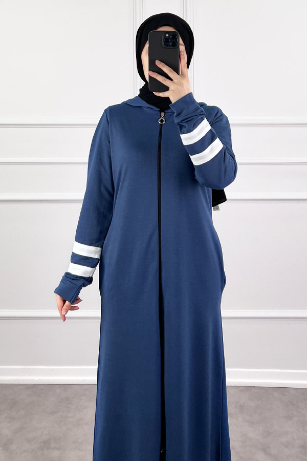 İki İp Kumaş Spor Ferace - İndigo