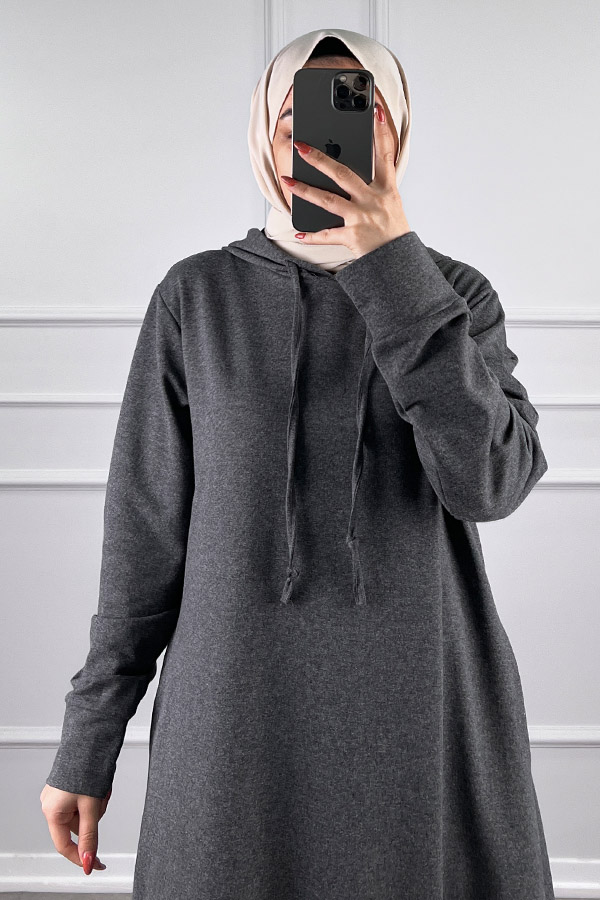 İki İp Tesettür Elbise - Füme